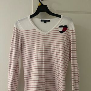 100% cotton Tommy Hilfiger pink White stripped Sweater